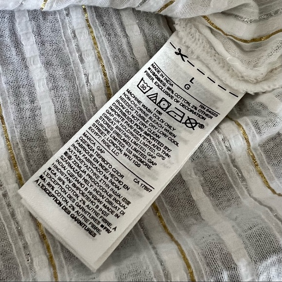 Gap Womens Top Gold Silver Striped Metallic Stripe Tassel Long Sleeve - Picture 7 of 15